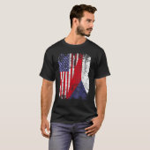T-shirt CZECH REPUBLIC ROOTS Half American Flag CZECH (Devant entier)