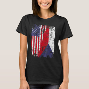 T-shirt CZECH REPUBLIC ROOTS Half American Flag CZECH