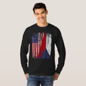 T-shirt CZECH REPUBLIC ROOTS Half American Flag CZECH (Devant entier)
