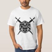 T-shirt D20 dés avec épées (Devant)