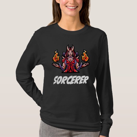 T-shirt D20 Dragons Tabletop Dungeon Classe Sorcier (Devant)