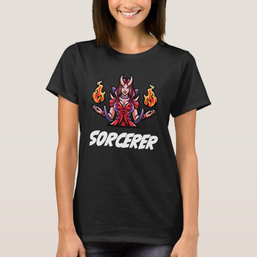 T-shirt D20 Rpg Dragons Tabletop Donjon Classe Sorcier (Devant)
