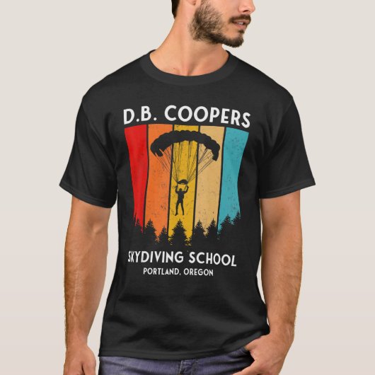 T-shirt D B Cooper Skydiving School Portland Oregon Retro (Devant)