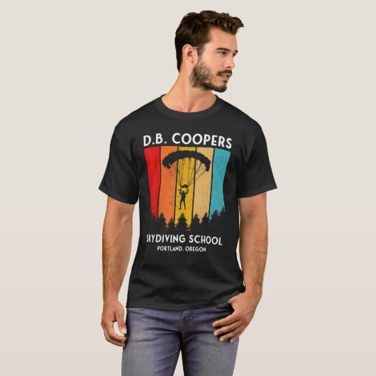 T-shirt D B Cooper Skydiving School Portland Oregon Retro (Devant entier)