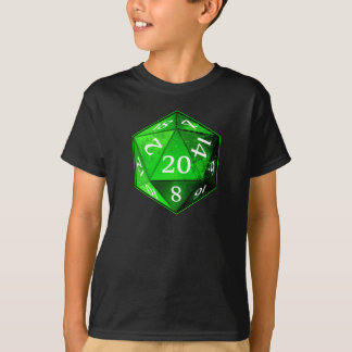 T-shirt D&D VERT vert et blanc de d20 meurent