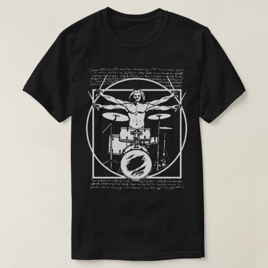 T-SHIRT DA VINCI DRUMMER - VITRUVIAN MAN JOUER LES DROGUES (Design devant)