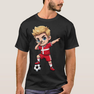 T-shirt Dab Danemark Enfant Objectif Dessin Animé Drapeau 