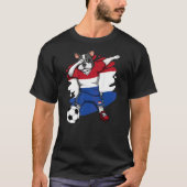 T-shirt Dab French Bulldog Pays-Bas Soccer Fans Jersey (Devant)