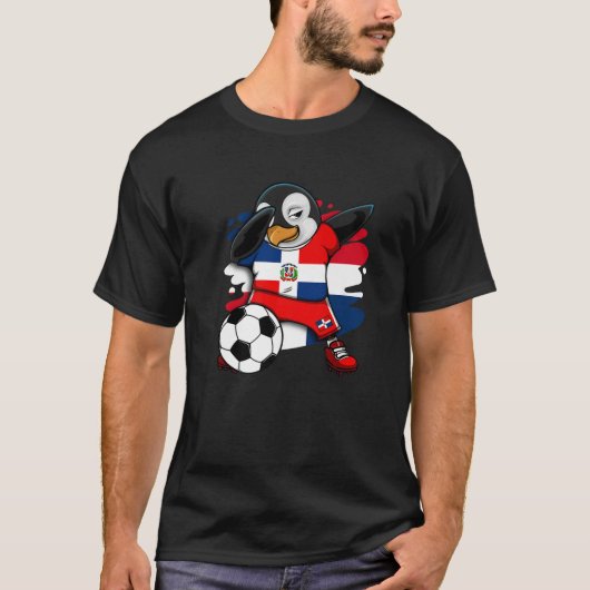 T-shirt Dab Penguin Dominican Republic Soccer Fans Jersey (Devant)