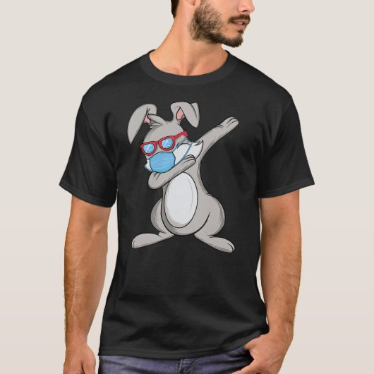 T-shirt Dab Rabbit Dabbing Bunny Sunglasses Face Mask (Devant)