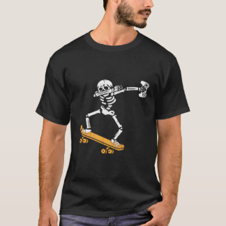 T-shirt Dab Skeleton Skateboard Gamer Costume Drôle Hallow
