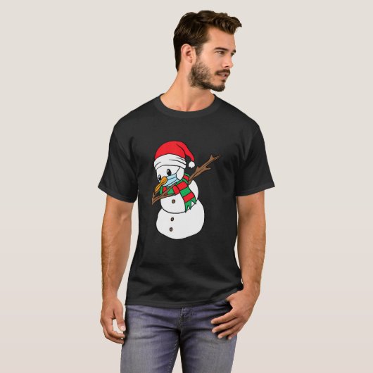 T-shirt Dab Snowman Masque facial Noël (Devant entier)