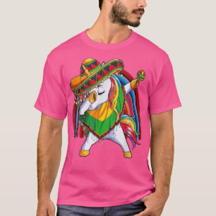 T-shirt Dab Unicorn Poncho Sombrero Cinco De Mayo Kids Gir