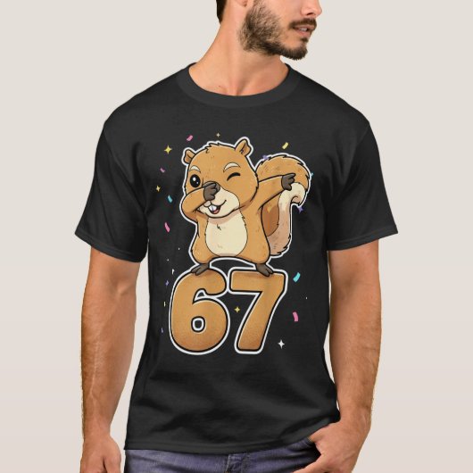 T-shirt Dabbing 67 Squirrel 67 Funny Six Seven Gen Z Slang (Devant)