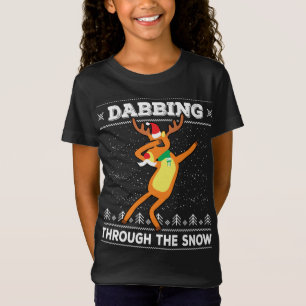 T-Shirt Dabbing À Travers La Neige Reindeer Vilain Noël S