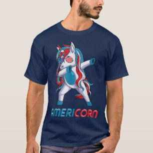 T-shirt Dabbing Americorn Unicorn 4 juillet Mericorn Mer