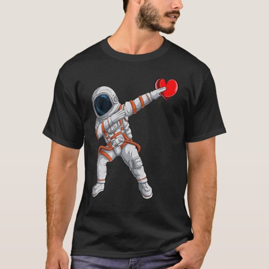 T-shirt Dabbing Astronaut Heart Valentines Day Funny Kids (Devant)