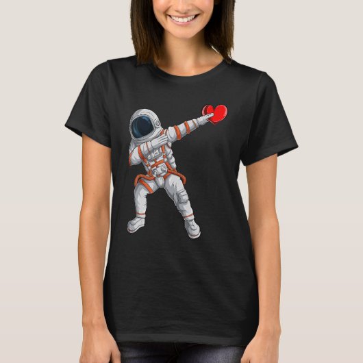 T-shirt Dabbing Astronaut Heart Valentines Day Funny Kids (Devant)