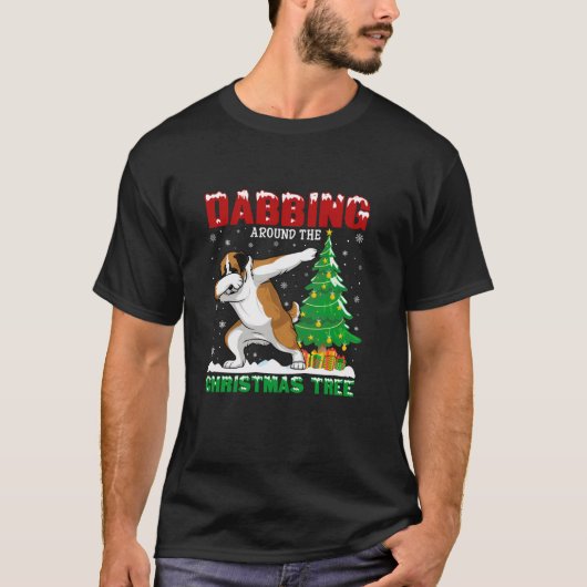T-shirt Dabbing autour de l'arbre de Noël Saint Bernard Do (Devant)