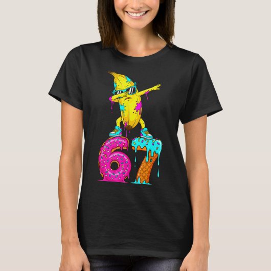 T-shirt Dabbing Banana 67 Ice Cream Drip Funny Six Seven M (Devant)