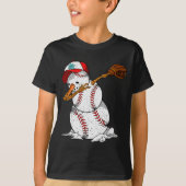 T-shirt Dabbing Baseball Snowman Snow Christmas Xmas Holid (Devant)