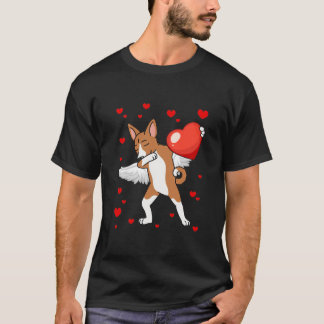 T-shirt Dabbing Basenji Chien Coeur Saint Valentin Gi