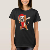 T-shirt Dabbing Beagle Noël Costume fête Noël mignonne Noë (Devant)