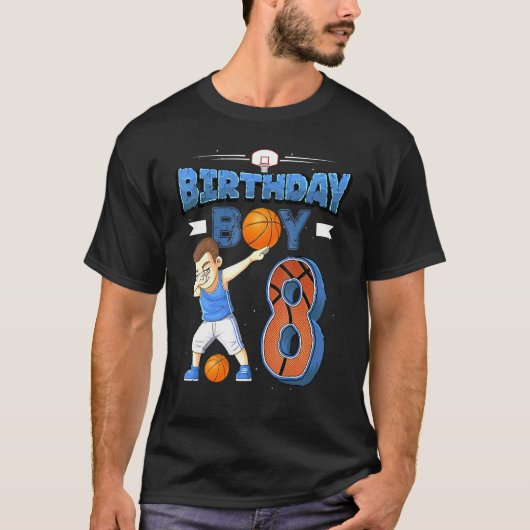 T-shirt Dabbing Boy Joueur de basket 8 ans 8e anniversaire (Devant)