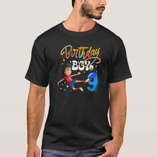 T-shirt Dabbing Boy Joueur de soccer 9 ans 9e anniversaire (Devant)