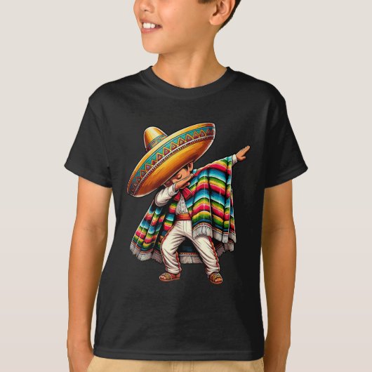 T-shirt Dabbing Boys Mexicain Poncho Cinco De Mayo (Devant)