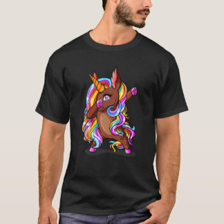 T-shirt Dabbing Brown peau Unicorne mignonne Africain-Amér