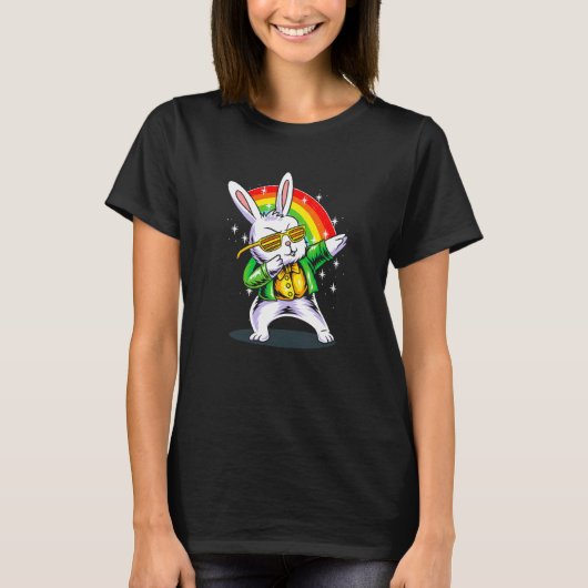 T-shirt Dabbing Bunny Funny Joyeux St Patrick Day (Devant)