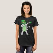 T-shirt Dabbing Cat Leprechaun  Cat Shamrock St Patrick s  (Devant entier)