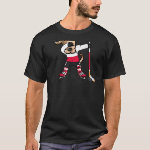 T-shirt Dabbing Chien Pologne Ventilateurs de hockey sur g