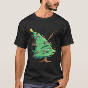 T-shirt Dabbing Christmas Tree Dabbing w Santa Hat Twinkle