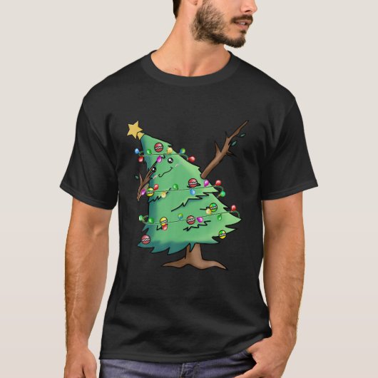 T-shirt Dabbing Christmas Tree Dabbing w Santa Hat Twinkle (Devant)