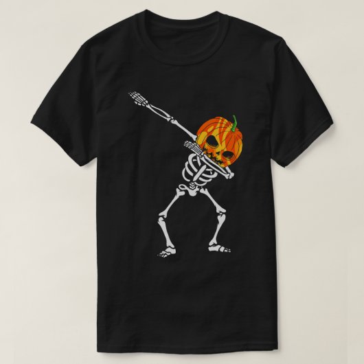T-shirt Dabbing citrouille Skeleton (Design devant)