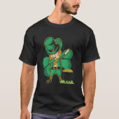 T-shirt Dabbing Cobalt with clover leaf and pot of gold (Devant)