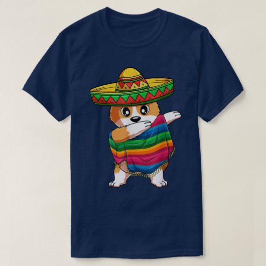 T-shirt Dabbing Corgi Chien mexicain Poncho Sombrero Cinco (Design devant)