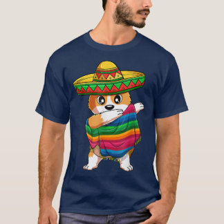 T-shirt Dabbing Corgi Chien mexicain Poncho Sombrero Cinco
