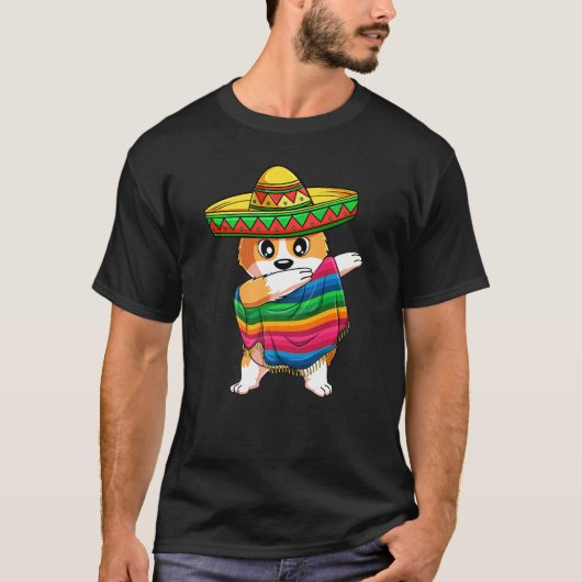 T-shirt Dabbing Corgi Chien Mexicain Poncho Sombrero Cinco (Devant)