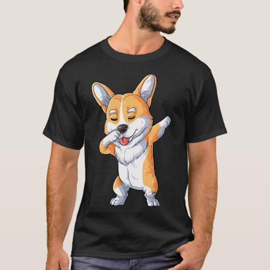 T-shirt Dabbing Corgi Dog Dab Dance (Devant)