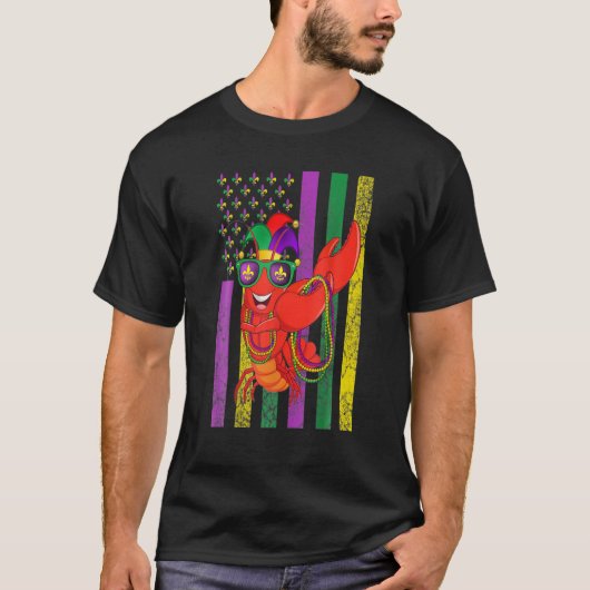 T-shirt Dabbing Crawfish Mask Mardi Gras Célébration Ameri (Devant)