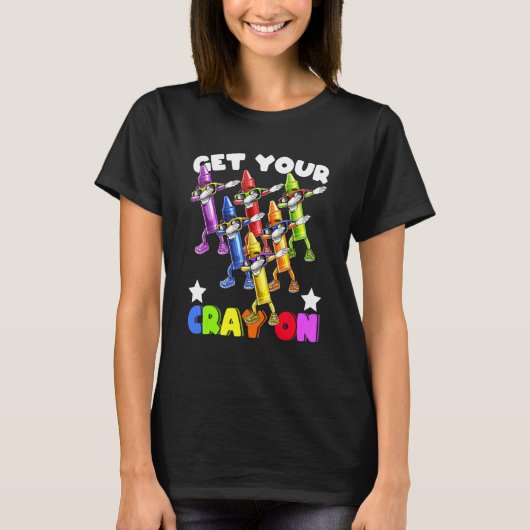 T-shirt Dabbing Crayon Squad Back To School Kids Teachers (Devant)