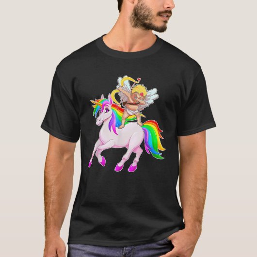 T-shirt Dabbing Cupid équitation Unicorn Valentines Day Un (Devant)