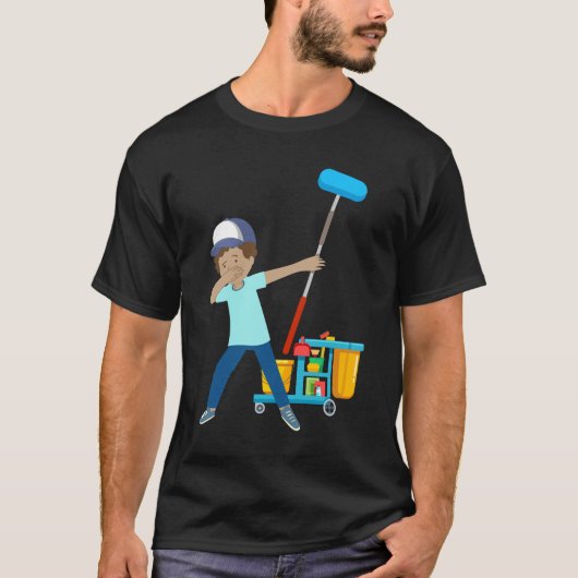 T-shirt Dabbing Custodian Cleanan Janitor Caretaker (Devant)