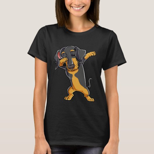 T-shirt Dabbing Dachshund  Dog   Boys Kids Dab Dance (Devant)