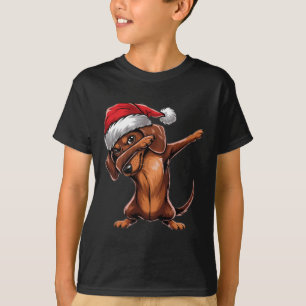 T-shirt Dabbing Dachshund Santa Hat Noël Dab Dance Gi