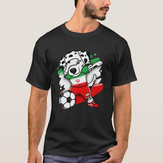 T-shirt Dabbing Dalmatian Chien Iran Fans de football Jers (Devant)