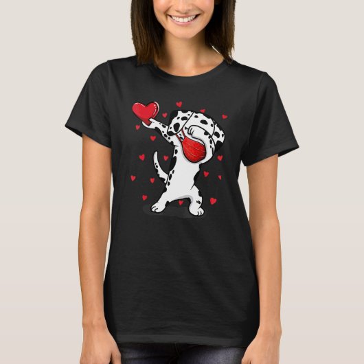 T-shirt Dabbing Dalmatien Visage Masque Funny Valentine S  (Devant)